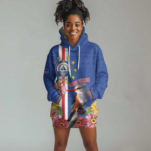 Personalised Cabo Verde Hoodie Dress Grey-Headed Kingfisher Mix Gerbera Daisy