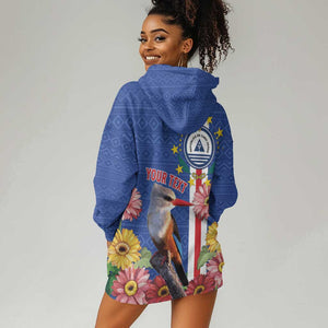 Personalised Cabo Verde Hoodie Dress Grey-Headed Kingfisher Mix Gerbera Daisy