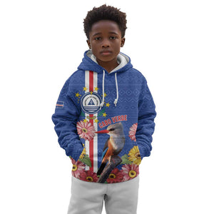 Personalised Cabo Verde Kid Hoodie Grey-Headed Kingfisher Mix Gerbera Daisy