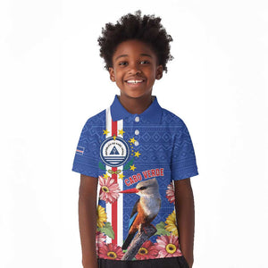 Personalised Cabo Verde Kid Polo Shirt Grey-Headed Kingfisher Mix Gerbera Daisy