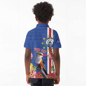 Personalised Cabo Verde Kid Polo Shirt Grey-Headed Kingfisher Mix Gerbera Daisy