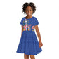 Personalised Cabo Verde Kid Short Sleeve Dress Grey-Headed Kingfisher Mix Gerbera Daisy