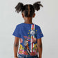 Personalised Cabo Verde Kid T shirt Grey-Headed Kingfisher Mix Gerbera Daisy