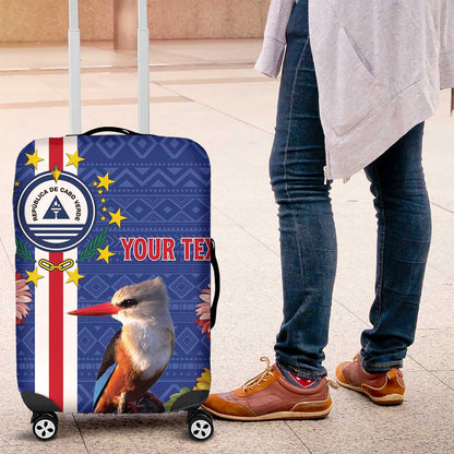 Personalised Cabo Verde Luggage Cover Grey-Headed Kingfisher Mix Gerbera Daisy
