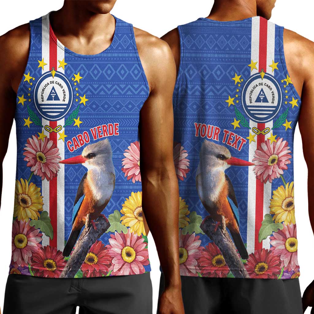 Personalised Cabo Verde Men Tank Top Grey-Headed Kingfisher Mix Gerbera Daisy