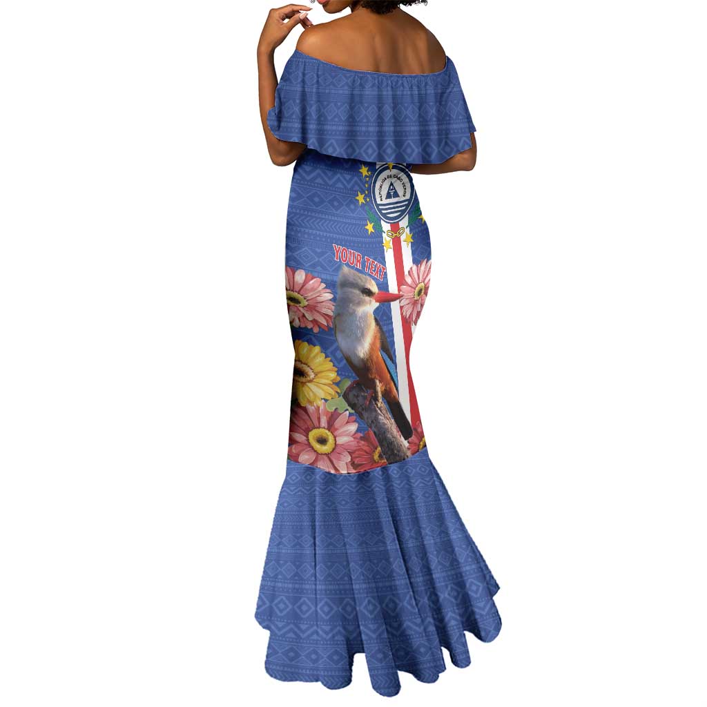 Personalised Cabo Verde Mermaid Dress Grey-Headed Kingfisher Mix Gerbera Daisy