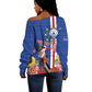 Personalised Cabo Verde Off Shoulder Sweater Grey-Headed Kingfisher Mix Gerbera Daisy