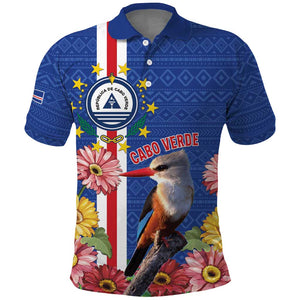 Personalised Cabo Verde Polo Shirt Grey-Headed Kingfisher Mix Gerbera Daisy