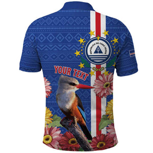 Personalised Cabo Verde Polo Shirt Grey-Headed Kingfisher Mix Gerbera Daisy