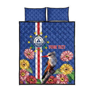 Personalised Cabo Verde Quilt Bed Set Grey-Headed Kingfisher Mix Gerbera Daisy