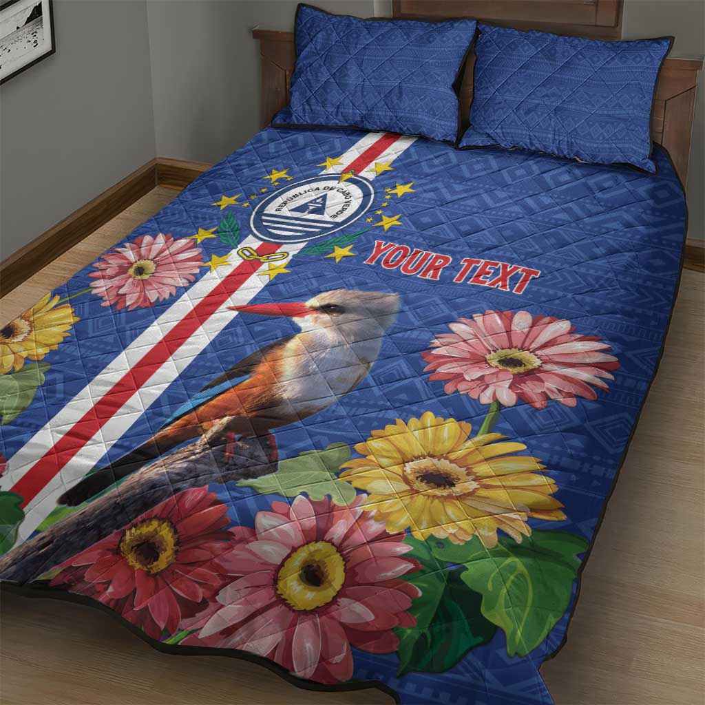 Personalised Cabo Verde Quilt Bed Set Grey-Headed Kingfisher Mix Gerbera Daisy