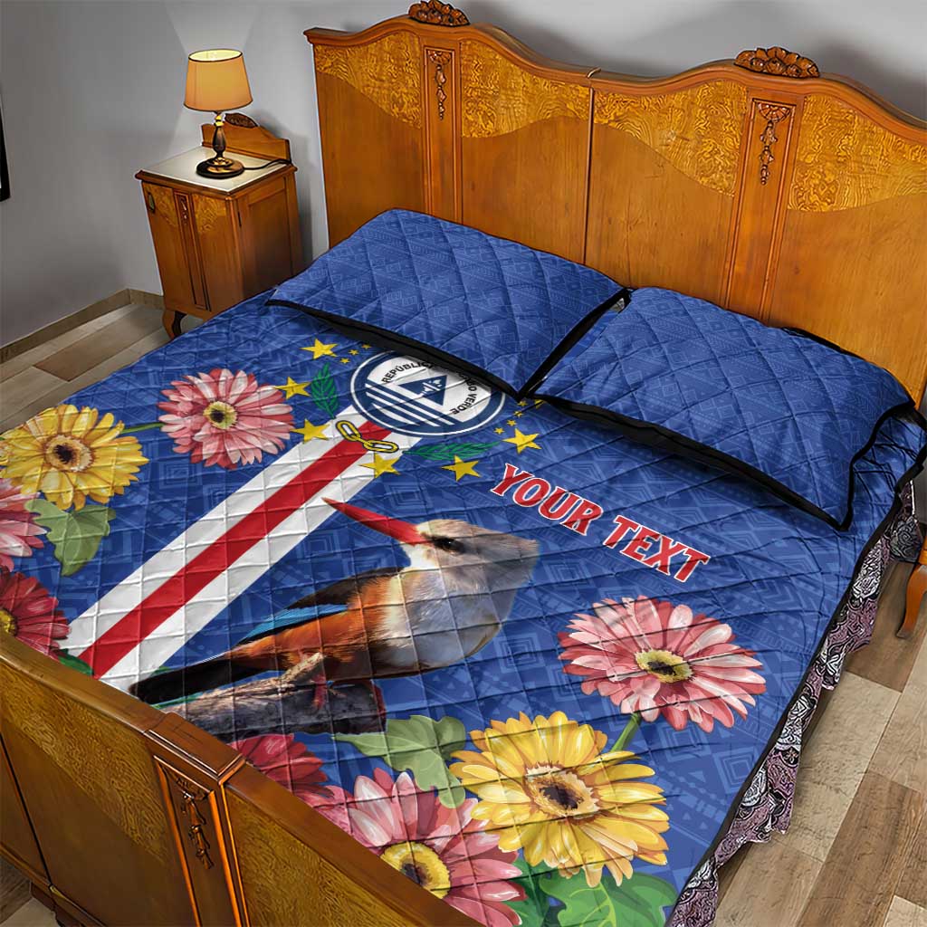 Personalised Cabo Verde Quilt Bed Set Grey-Headed Kingfisher Mix Gerbera Daisy