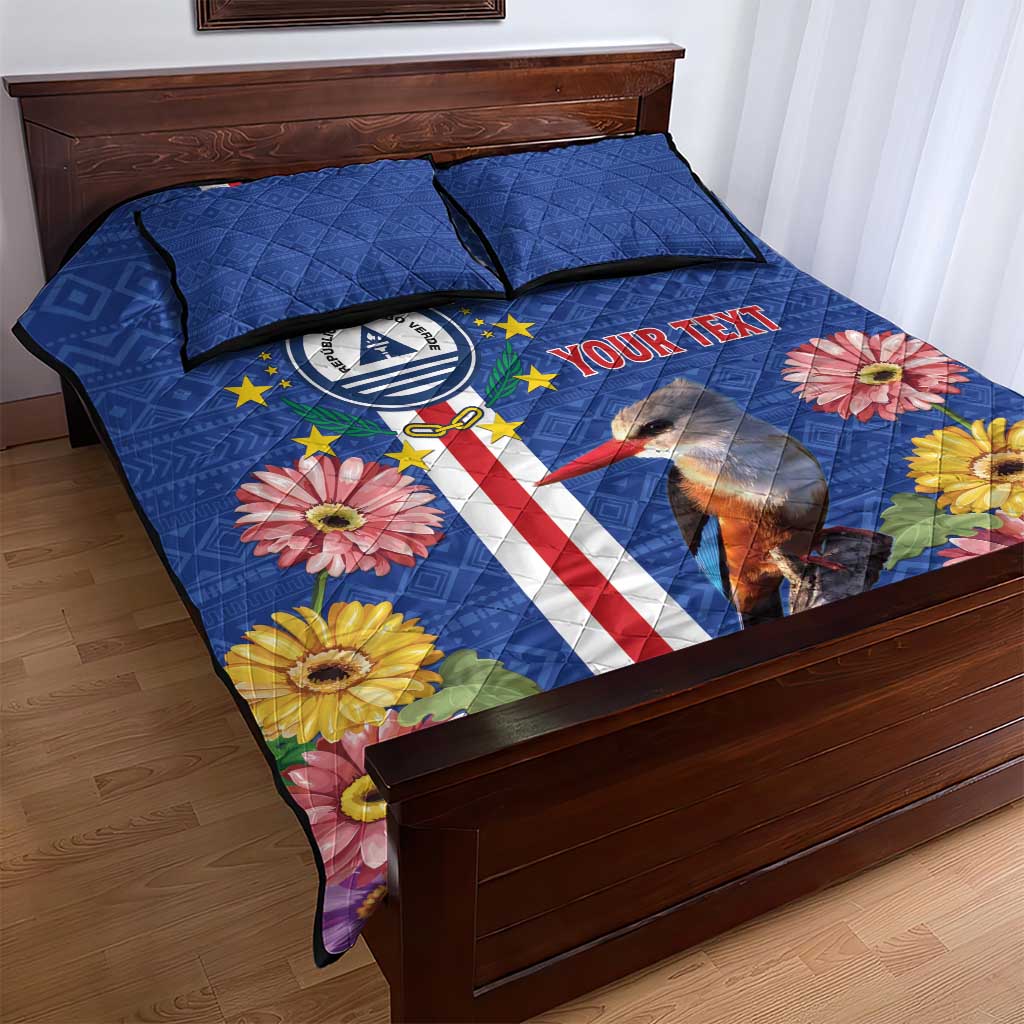 Personalised Cabo Verde Quilt Bed Set Grey-Headed Kingfisher Mix Gerbera Daisy