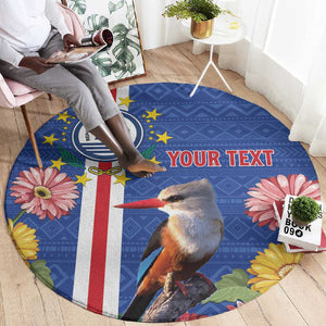 Personalised Cabo Verde Round Carpet Grey-Headed Kingfisher Mix Gerbera Daisy