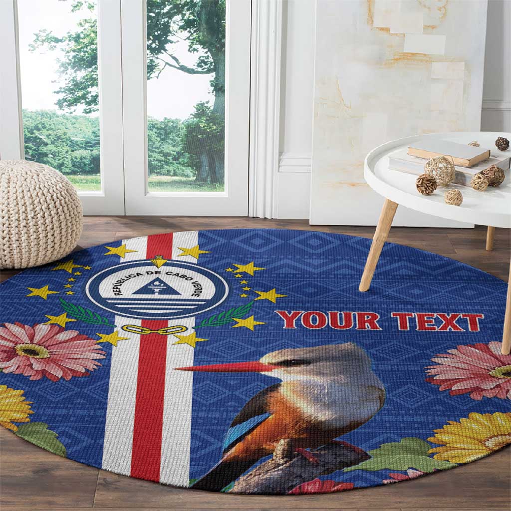 Personalised Cabo Verde Round Carpet Grey-Headed Kingfisher Mix Gerbera Daisy
