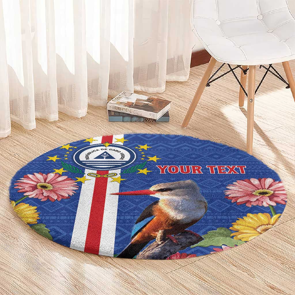Personalised Cabo Verde Round Carpet Grey-Headed Kingfisher Mix Gerbera Daisy