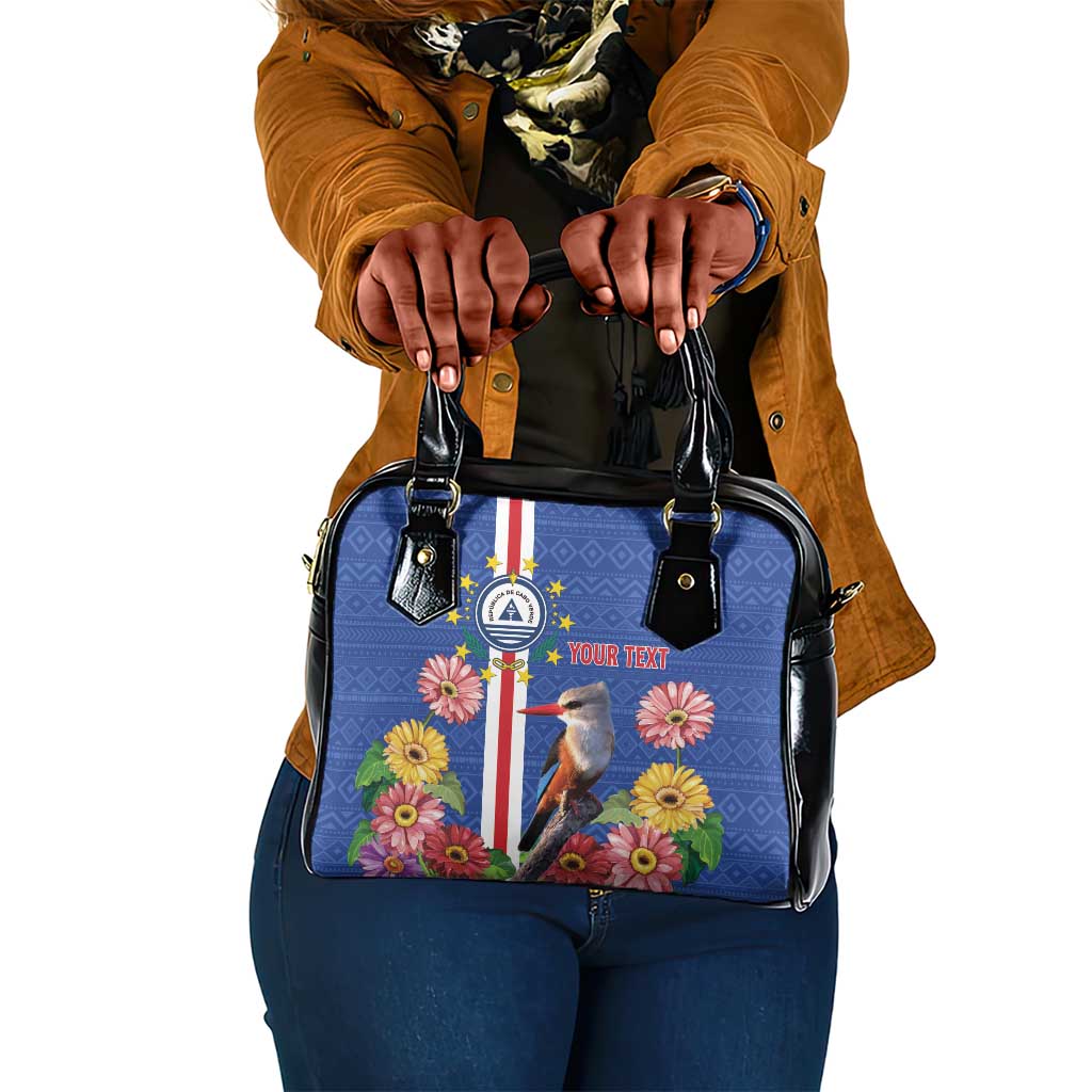 Personalised Cabo Verde Shoulder Handbag Grey-Headed Kingfisher Mix Gerbera Daisy