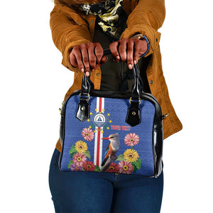 Personalised Cabo Verde Shoulder Handbag Grey-Headed Kingfisher Mix Gerbera Daisy