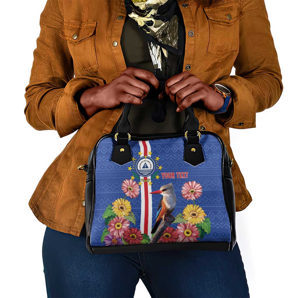 Personalised Cabo Verde Shoulder Handbag Grey-Headed Kingfisher Mix Gerbera Daisy
