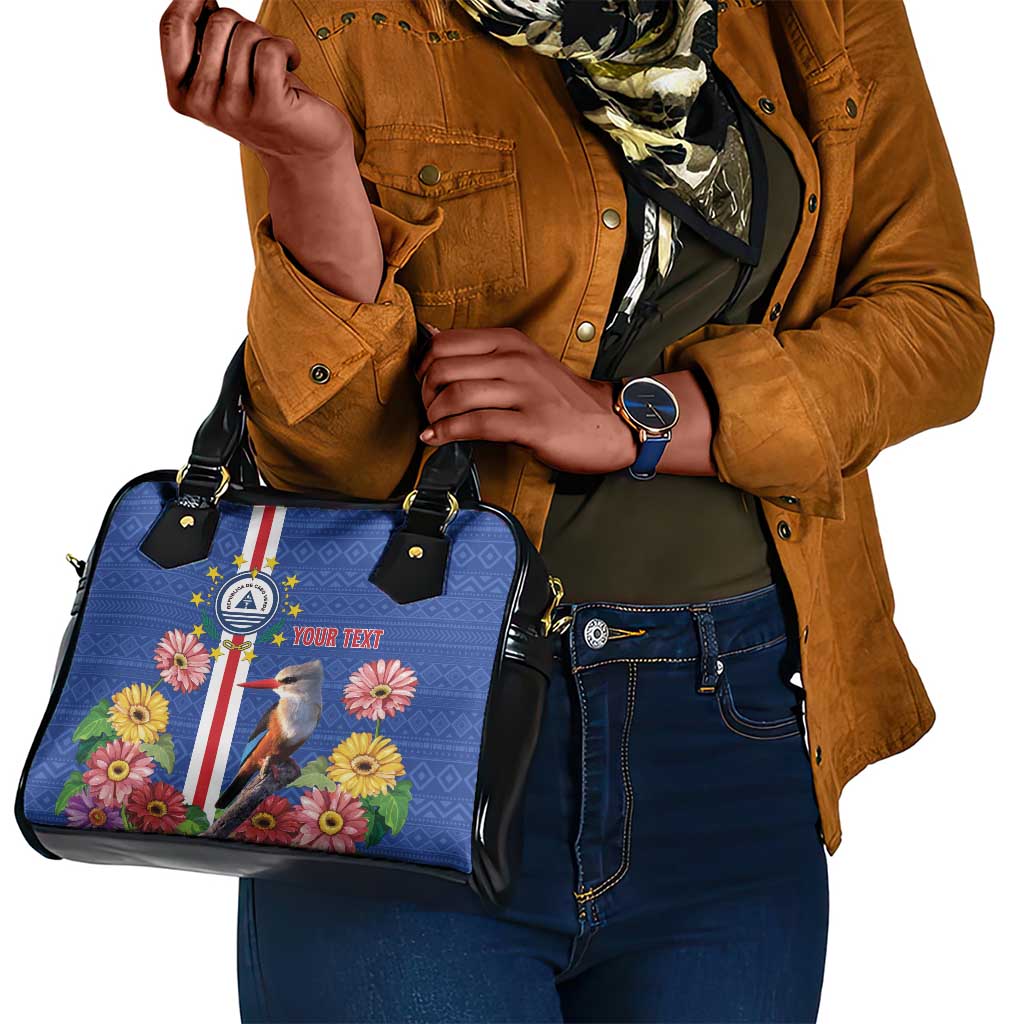 Personalised Cabo Verde Shoulder Handbag Grey-Headed Kingfisher Mix Gerbera Daisy