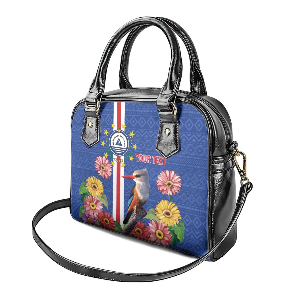 Personalised Cabo Verde Shoulder Handbag Grey-Headed Kingfisher Mix Gerbera Daisy