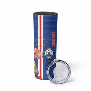 Personalised Cabo Verde Skinny Tumbler Grey-Headed Kingfisher Mix Gerbera Daisy