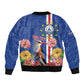 Personalised Cabo Verde Sleeve Zip Bomber Jacket Grey-Headed Kingfisher Mix Gerbera Daisy