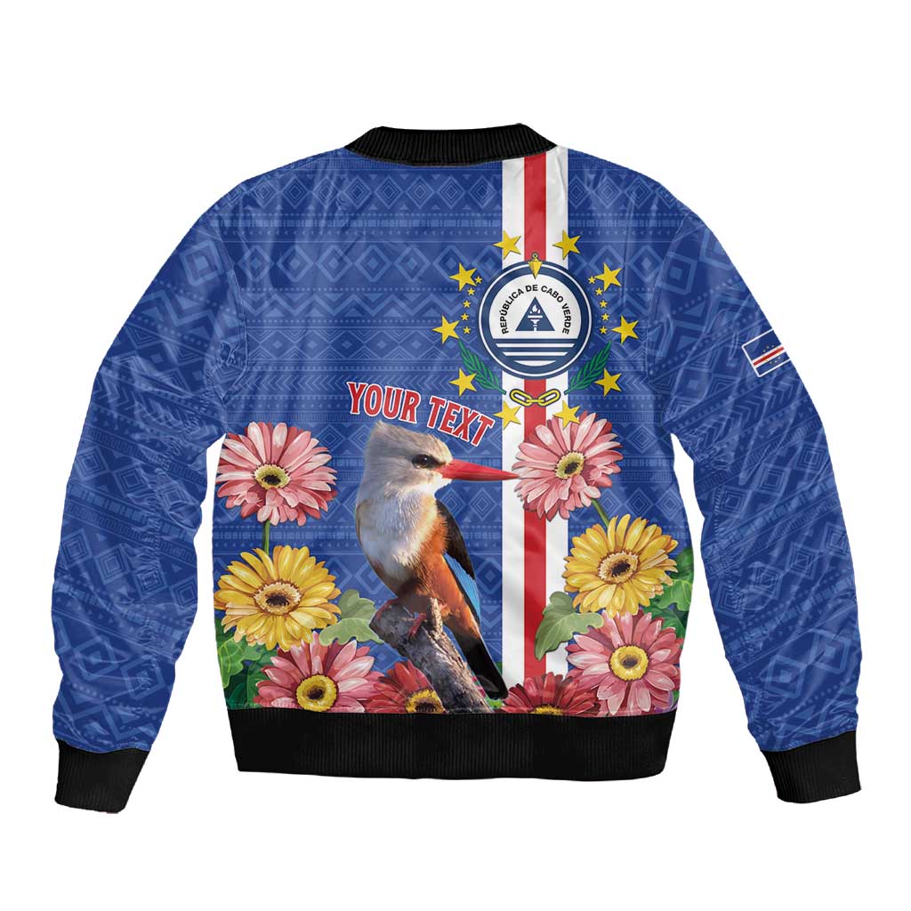Personalised Cabo Verde Sleeve Zip Bomber Jacket Grey-Headed Kingfisher Mix Gerbera Daisy