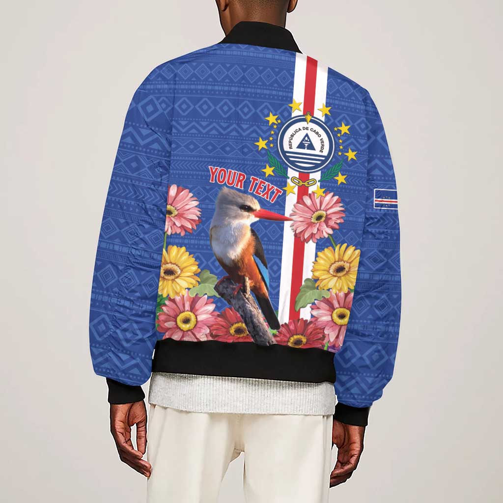 Personalised Cabo Verde Sleeve Zip Bomber Jacket Grey-Headed Kingfisher Mix Gerbera Daisy