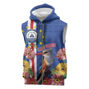 Personalised Cabo Verde Sleeveless Zip Hoodie Grey-Headed Kingfisher Mix Gerbera Daisy - African Pride