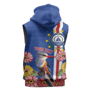Personalised Cabo Verde Sleeveless Zip Hoodie Grey-Headed Kingfisher Mix Gerbera Daisy - African Pride