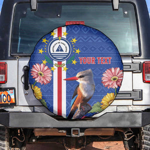 Personalised Cabo Verde Spare Tire Cover Grey-Headed Kingfisher Mix Gerbera Daisy
