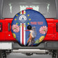 Personalised Cabo Verde Spare Tire Cover Grey-Headed Kingfisher Mix Gerbera Daisy