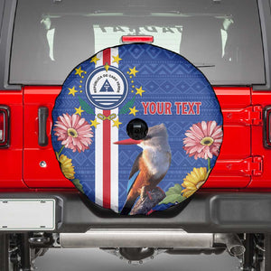 Personalised Cabo Verde Spare Tire Cover Grey-Headed Kingfisher Mix Gerbera Daisy