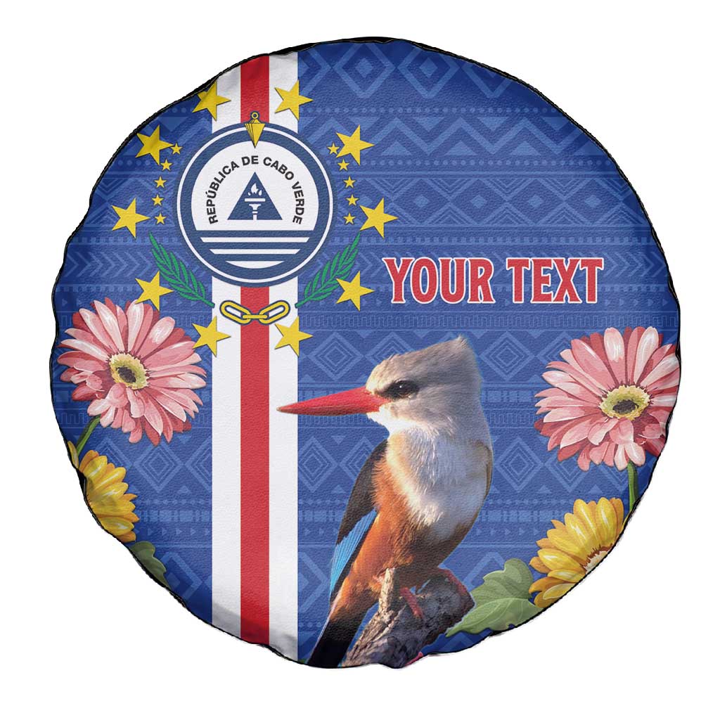 Personalised Cabo Verde Spare Tire Cover Grey-Headed Kingfisher Mix Gerbera Daisy