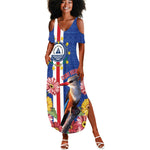 Personalised Cabo Verde Summer Maxi Dress Grey-Headed Kingfisher Mix Gerbera Daisy