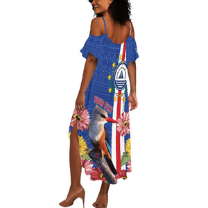 Personalised Cabo Verde Summer Maxi Dress Grey-Headed Kingfisher Mix Gerbera Daisy