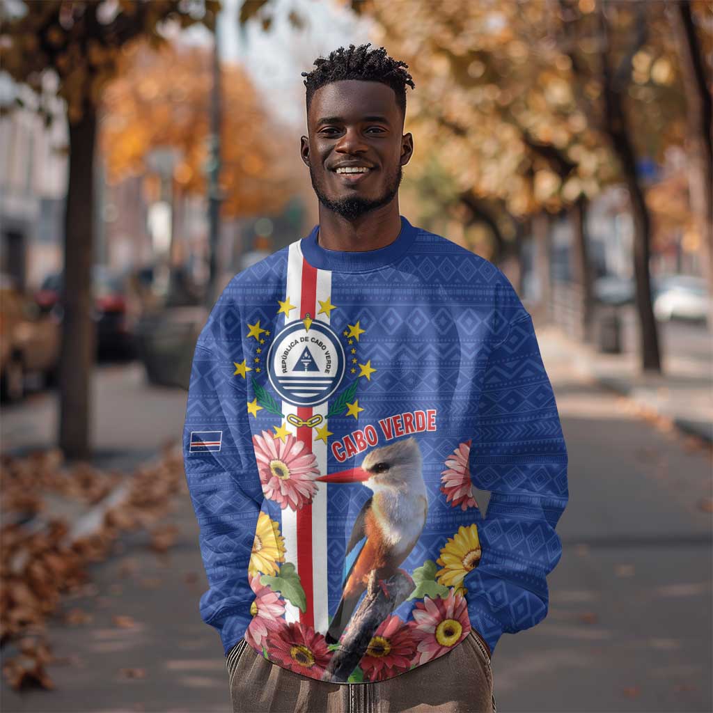 Personalised Cabo Verde Sweatshirt Grey-Headed Kingfisher Mix Gerbera Daisy