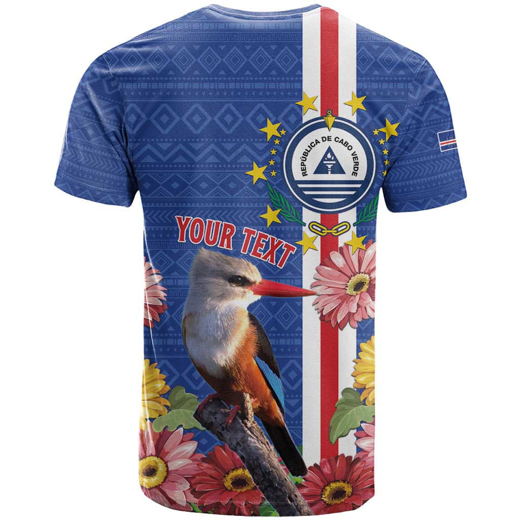 Personalised Cabo Verde T shirt Grey-Headed Kingfisher Mix Gerbera Daisy