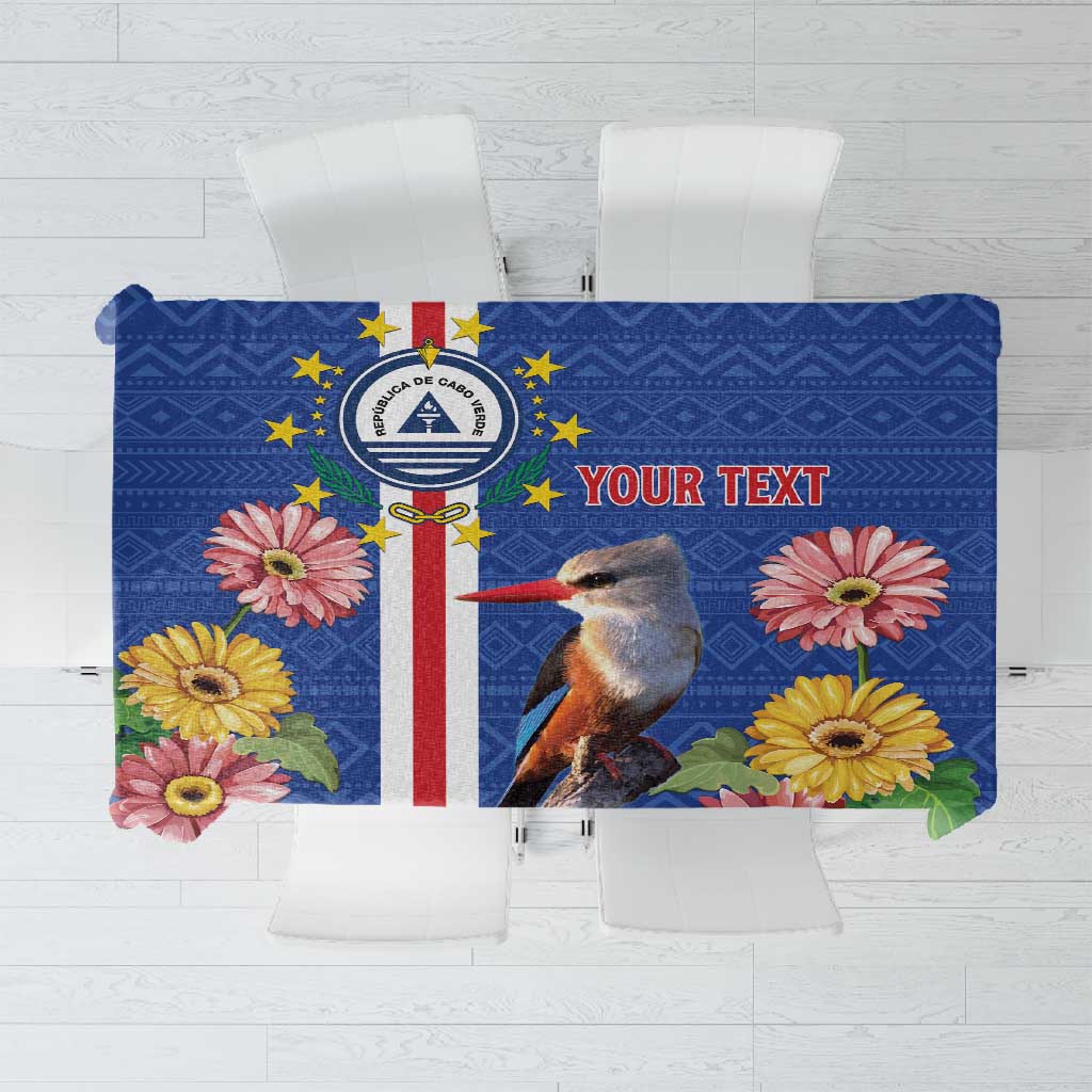 Personalised Cabo Verde Tablecloth Grey-Headed Kingfisher Mix Gerbera Daisy