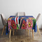 Personalised Cabo Verde Tablecloth Grey-Headed Kingfisher Mix Gerbera Daisy
