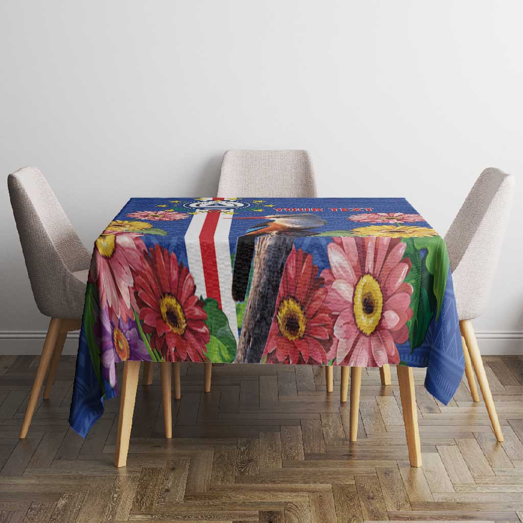 Personalised Cabo Verde Tablecloth Grey-Headed Kingfisher Mix Gerbera Daisy