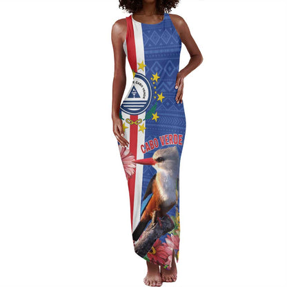 Personalised Cabo Verde Tank Maxi Dress Grey-Headed Kingfisher Mix Gerbera Daisy