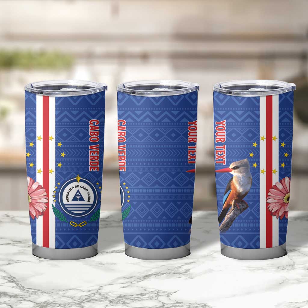 Personalised Cabo Verde Tumbler Cup Grey-Headed Kingfisher Mix Gerbera Daisy