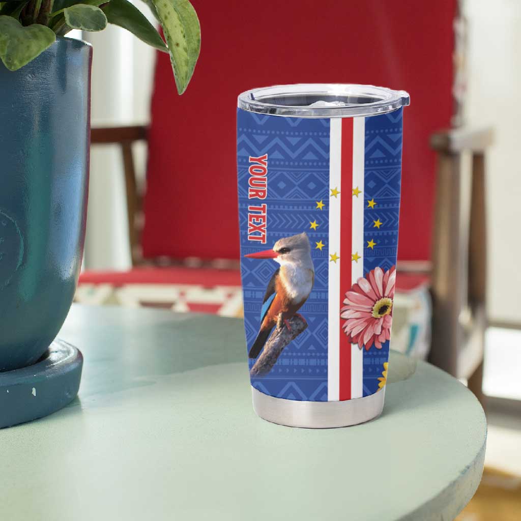 Personalised Cabo Verde Tumbler Cup Grey-Headed Kingfisher Mix Gerbera Daisy
