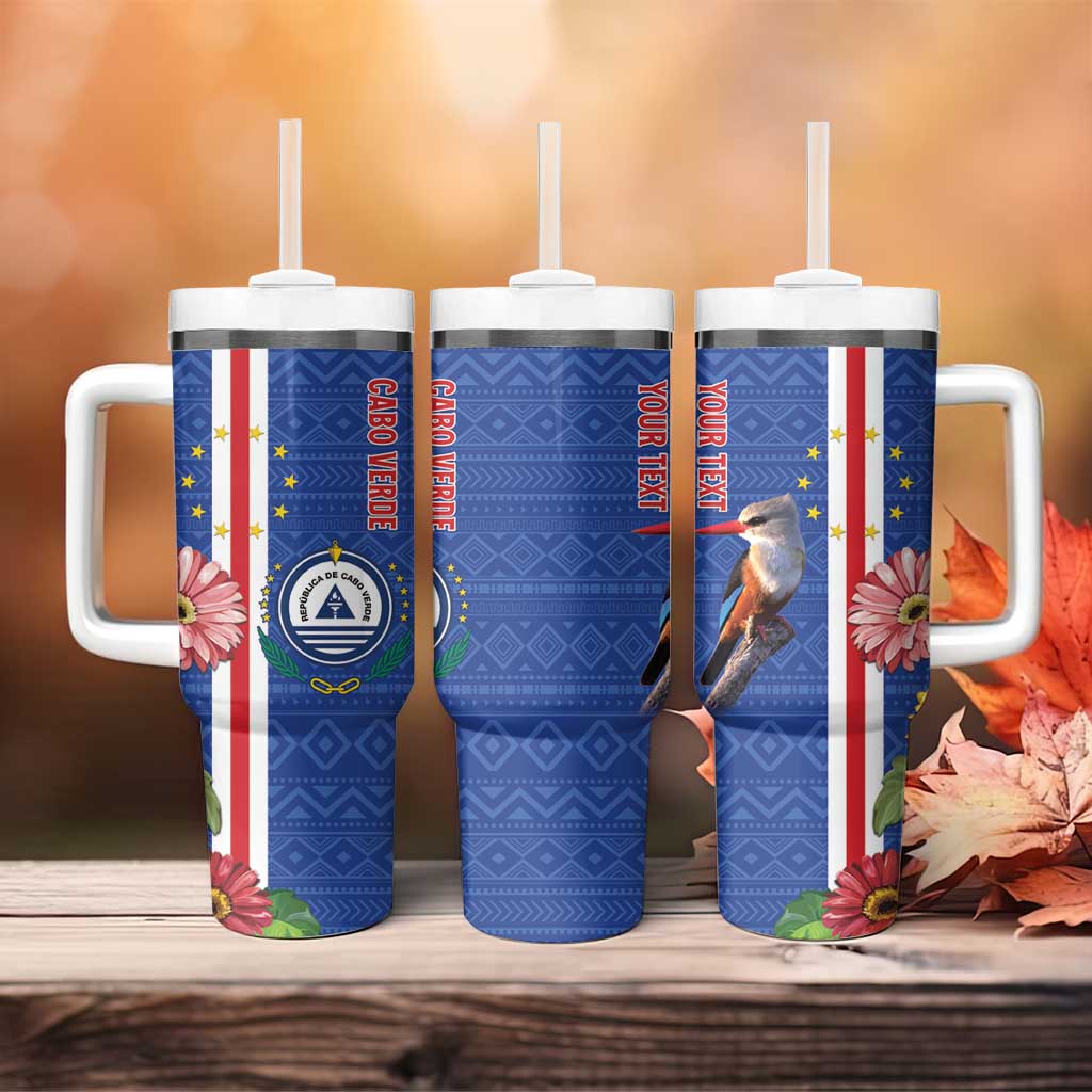 Personalised Cabo Verde Tumbler With Handle Grey-Headed Kingfisher Mix Gerbera Daisy