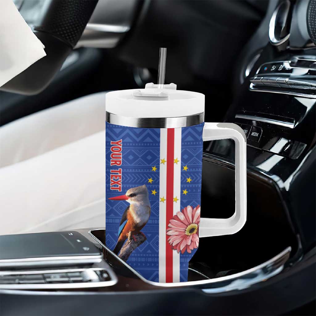 Personalised Cabo Verde Tumbler With Handle Grey-Headed Kingfisher Mix Gerbera Daisy