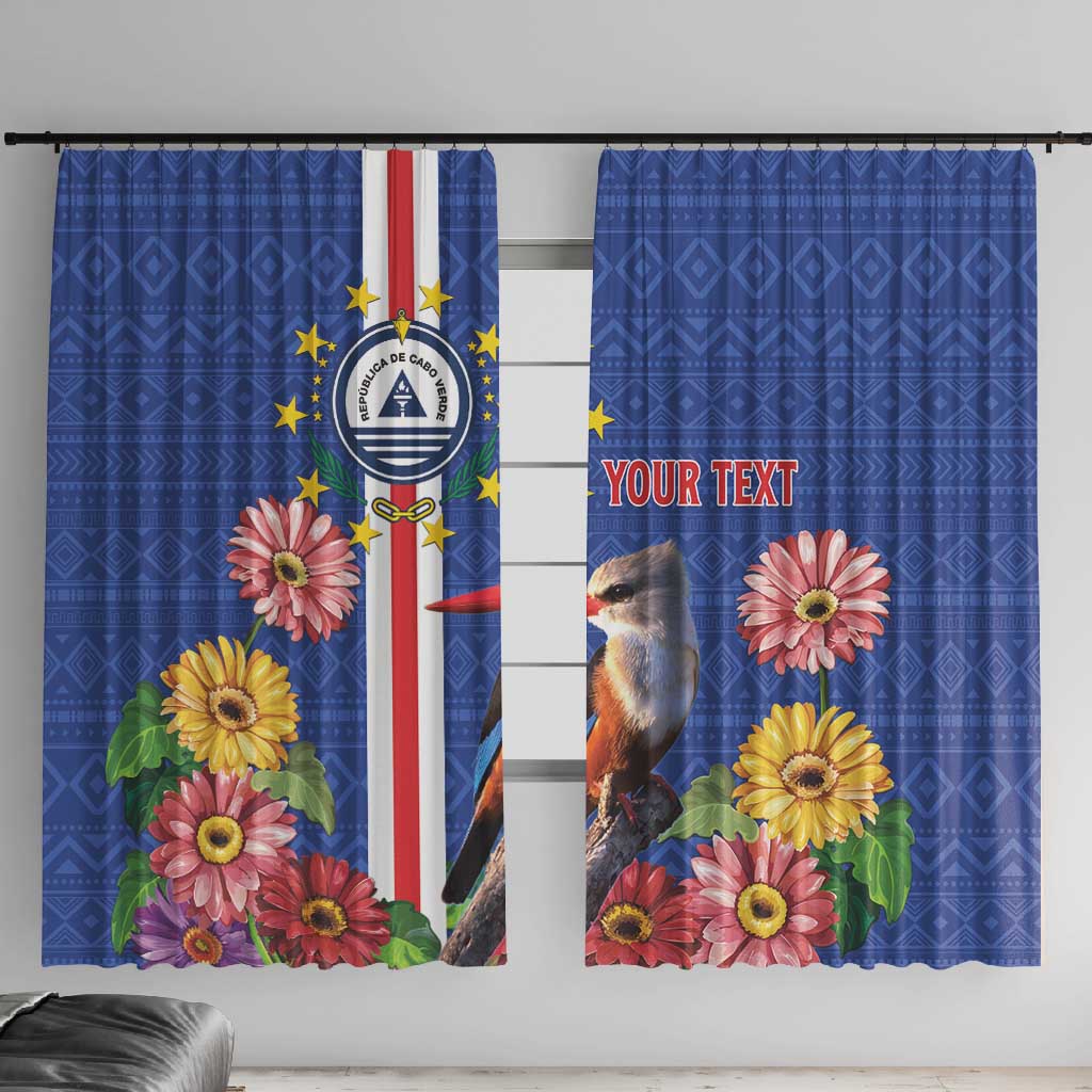 Personalised Cabo Verde Window Curtain Grey-Headed Kingfisher Mix Gerbera Daisy