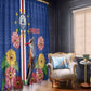Personalised Cabo Verde Window Curtain Grey-Headed Kingfisher Mix Gerbera Daisy