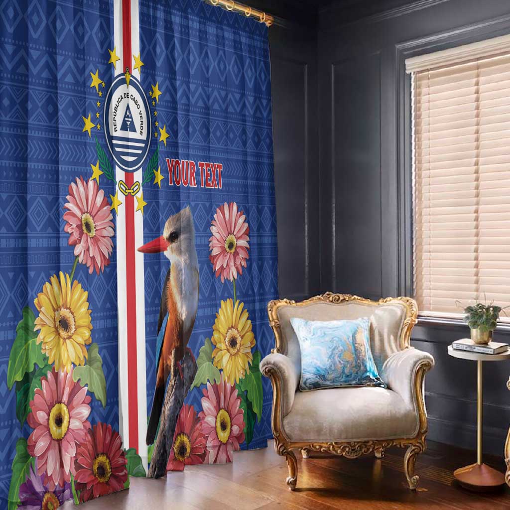Personalised Cabo Verde Window Curtain Grey-Headed Kingfisher Mix Gerbera Daisy